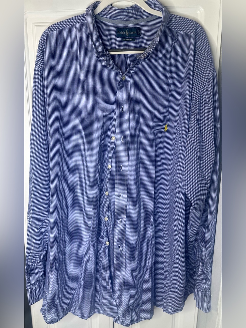 Ralph Lauren 4XLT Tall Men’s Classic Fit Blue White Check Button Down Shirt